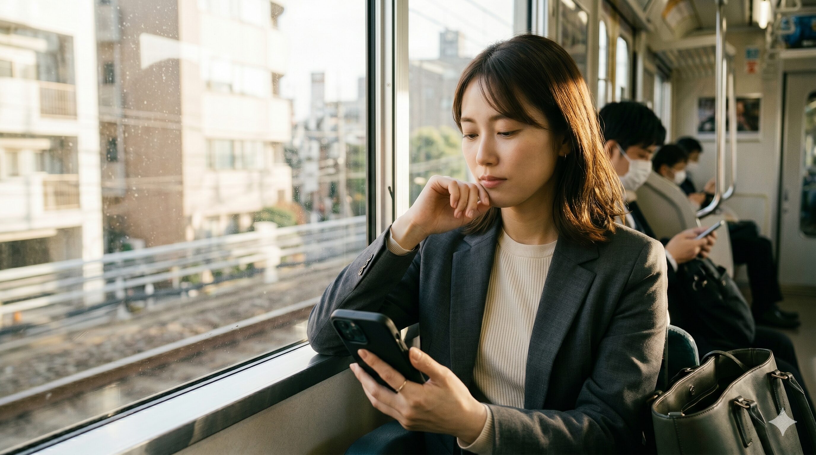 スマホを眺める女性